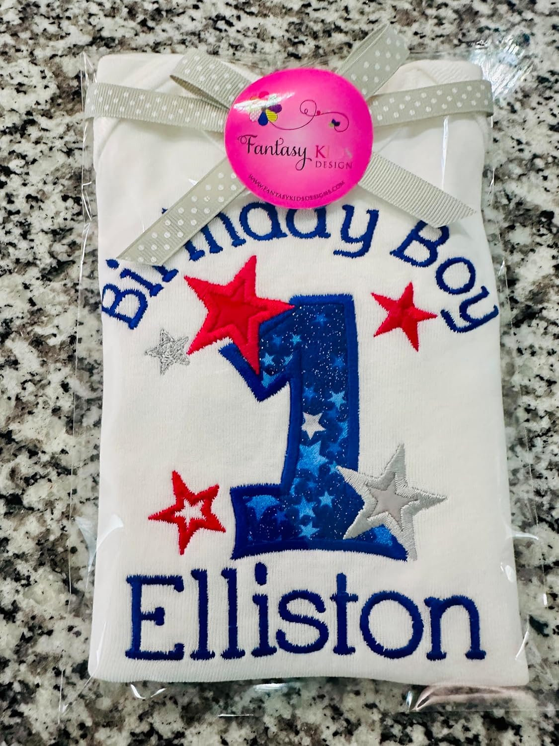 First Birthday Boy Outfit Bodysuit Personalized with Baby Custom Name (12 Months Short Sleeve, Royal Blue)
