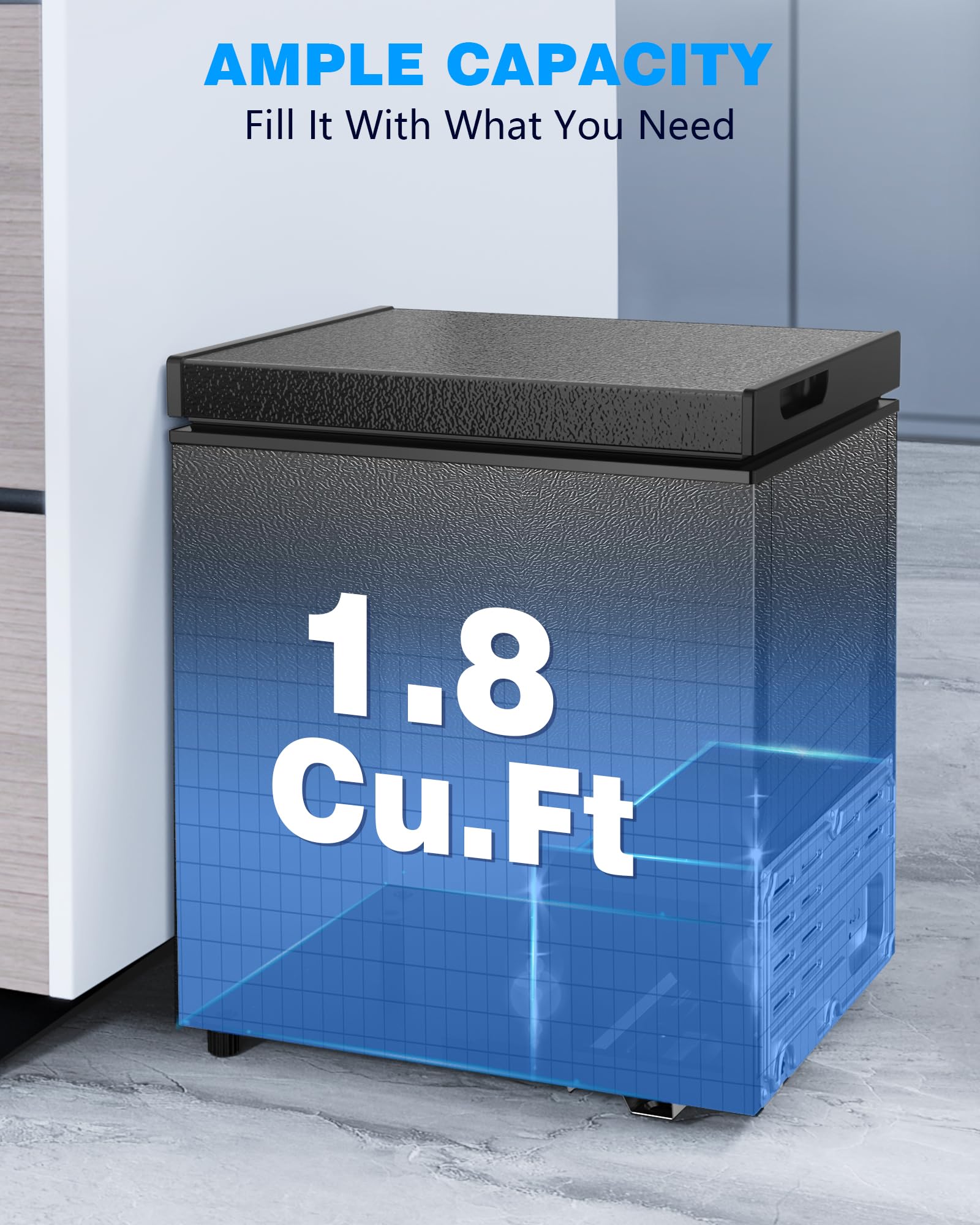 Joy Pebble 1.8 Cu.Ft Chest Freezer with Removable Basket and Bottom Defrost Water Drain Freestanding Top Open Door, Deep Freezer, Mini Freezer with Adjustable 7 Thermostat for Home/Apartment, Black on Fridge.com