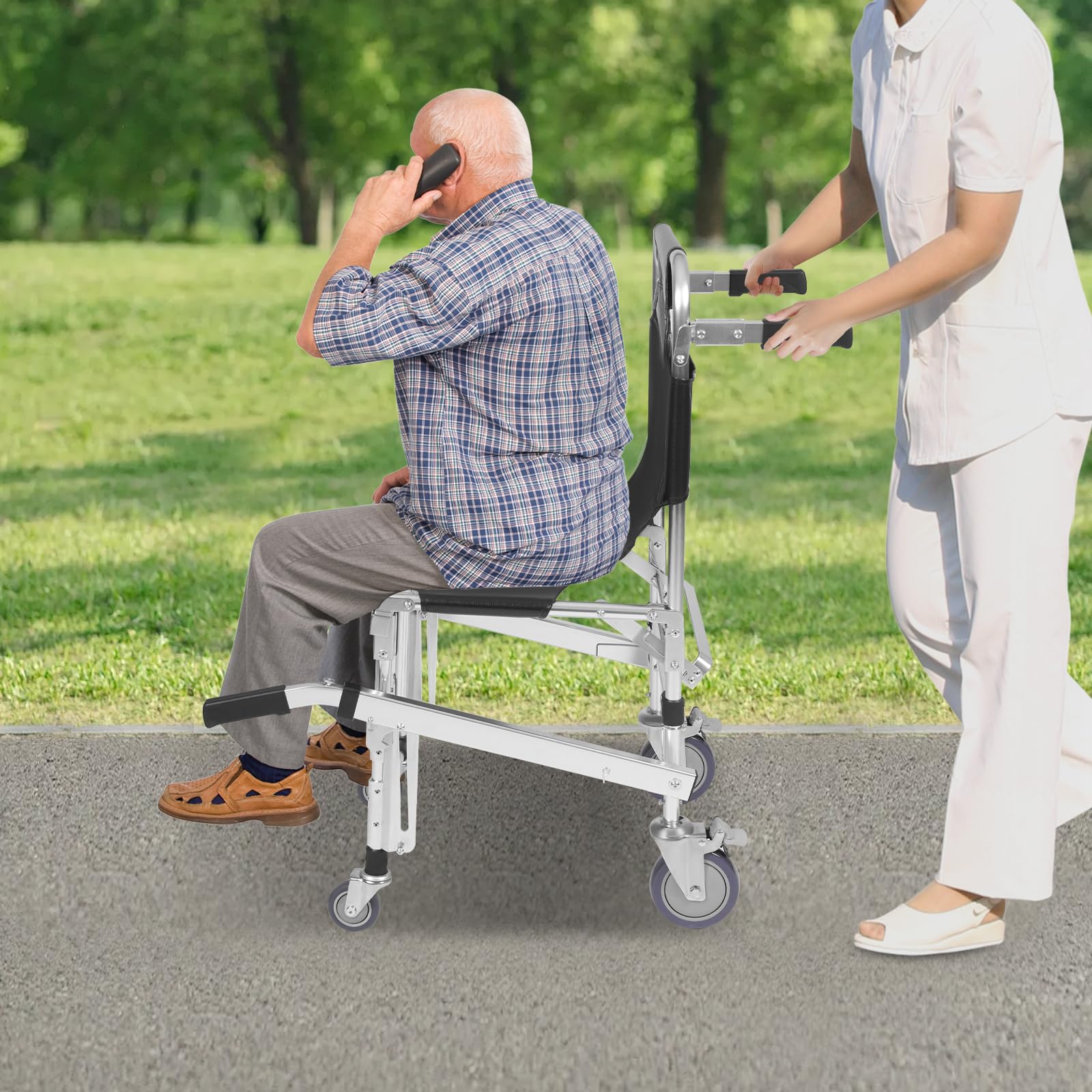Chaise d'urgence pliable, monte-escalier, fauteuil roulant avec roues universelles, capacité de charge de 160 kg, pour sauvetage en cas d'urgence, noir