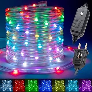 WYZworks 33ft LED Rope Light, 16 Dynamic Color-Changing Modes, 7 Primary Colors w/Controller, ETL Certified Waterproof Outdoor Lighting Decor, Exterior Christmas Holiday Accent Lights