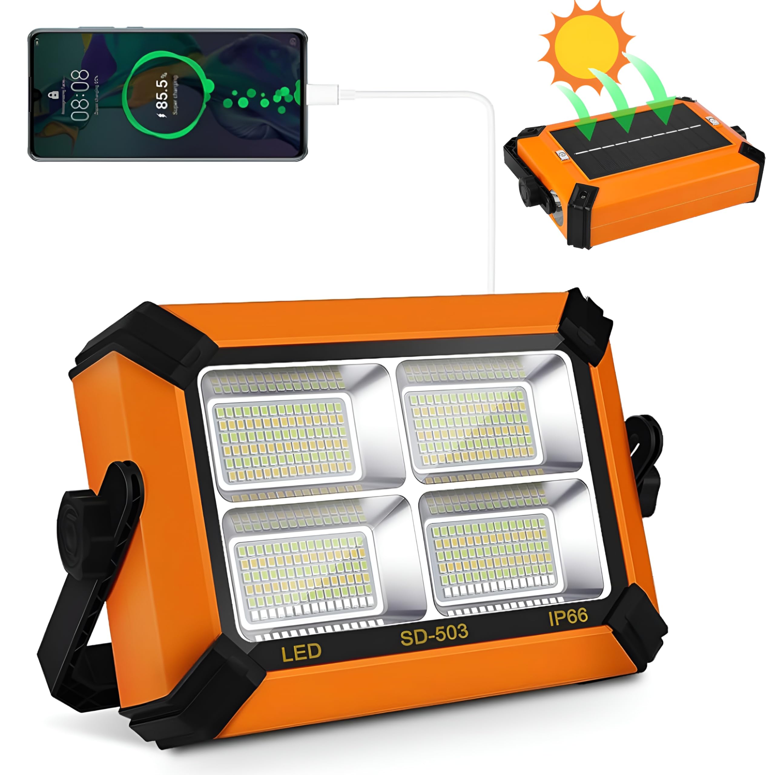 GIGAWATTS 30W LED Solar Flood Light 12Ah Battery Chip Technology Water Resistant Flush Mount Outdoor Lamp for Home Garden Terrace Parking Garage Basement Farms (Set of 1, Cool White)-image-36