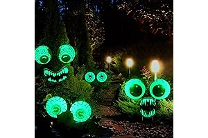 10 Pcs Halloween Yard Sign Luminous Eyeballs and Mouth in Dark with Stakes