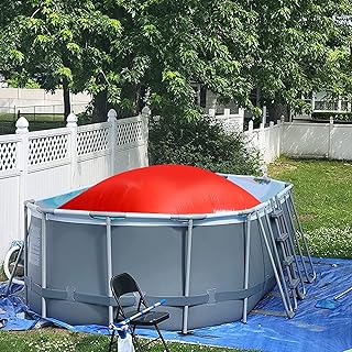 Winterizing Pool Pillows, 8.2ft x 6.6ft Inflatable Pool Pillows with Ropes,Ice Equalizer Pool Pillow Pool Winterizing Kit Above Ground Pool for Winter Pool Covers