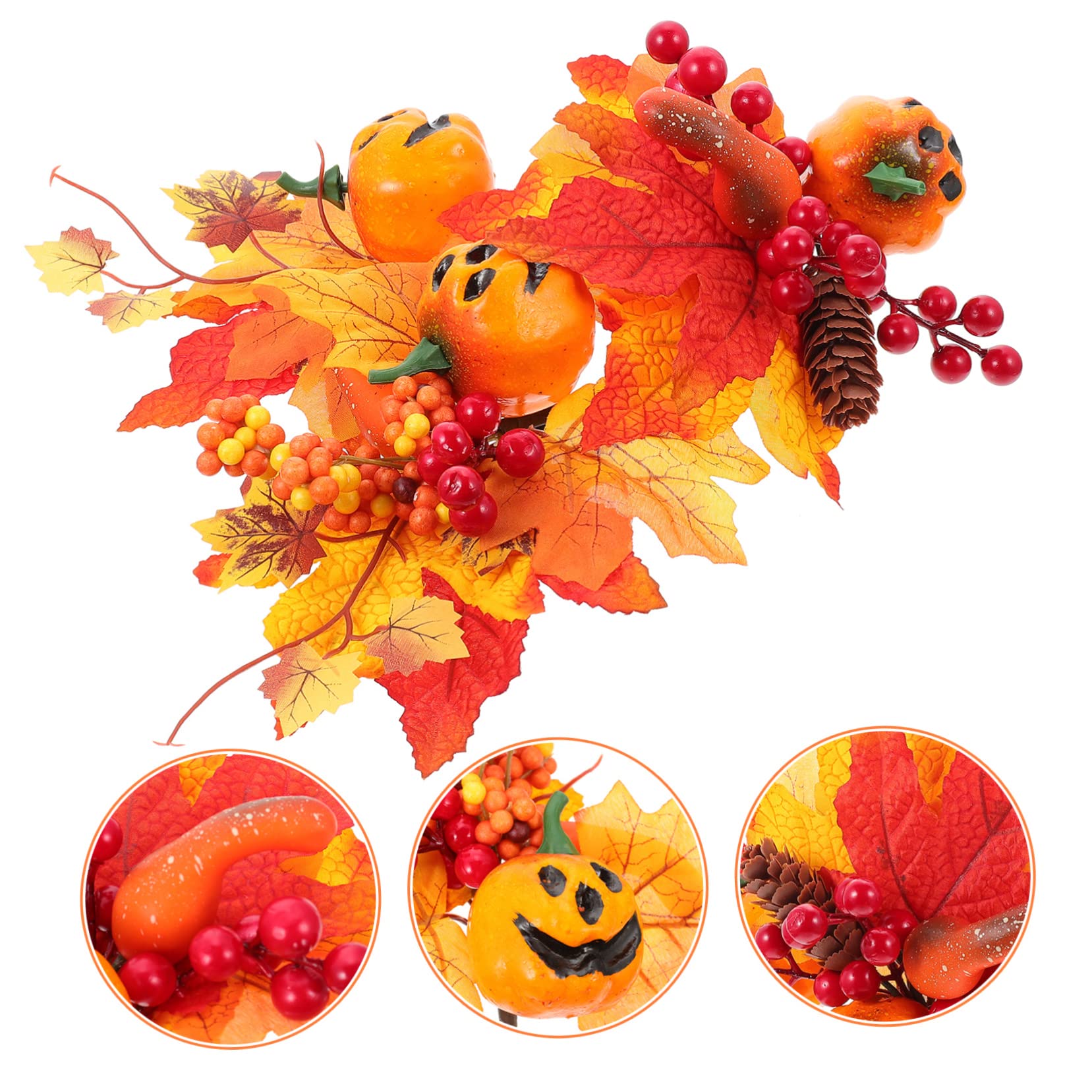 Alipis 5 Sätze Simulation Kürbis Zweige Halloween Dekoration Halloween-Dekoration Trockenblumen Püree Girlande Tischzentrum Gefälschte -Pflanze Plastik Orange 3 Stück * 5