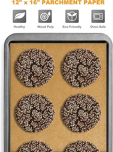 Miniatura 6 de SMARTAKE Paquete de 200 piezas de papel Parchemnt sin blanquear de 12 x 16 pulgadas con pergamino redondo de 8 pulgadas, precortado y antiadherente