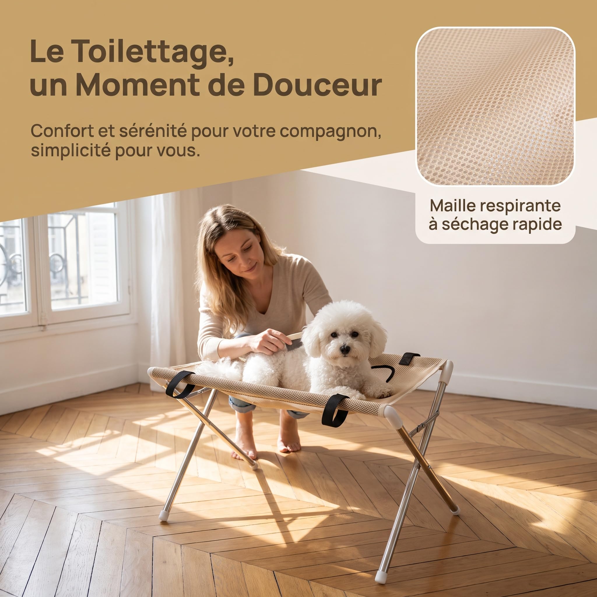 Hamac de toilettage pour animaux de compagnie, hamac de toilettage pour chats avec cadre de support, accessoire pour la coupe des griffes, CafÉ