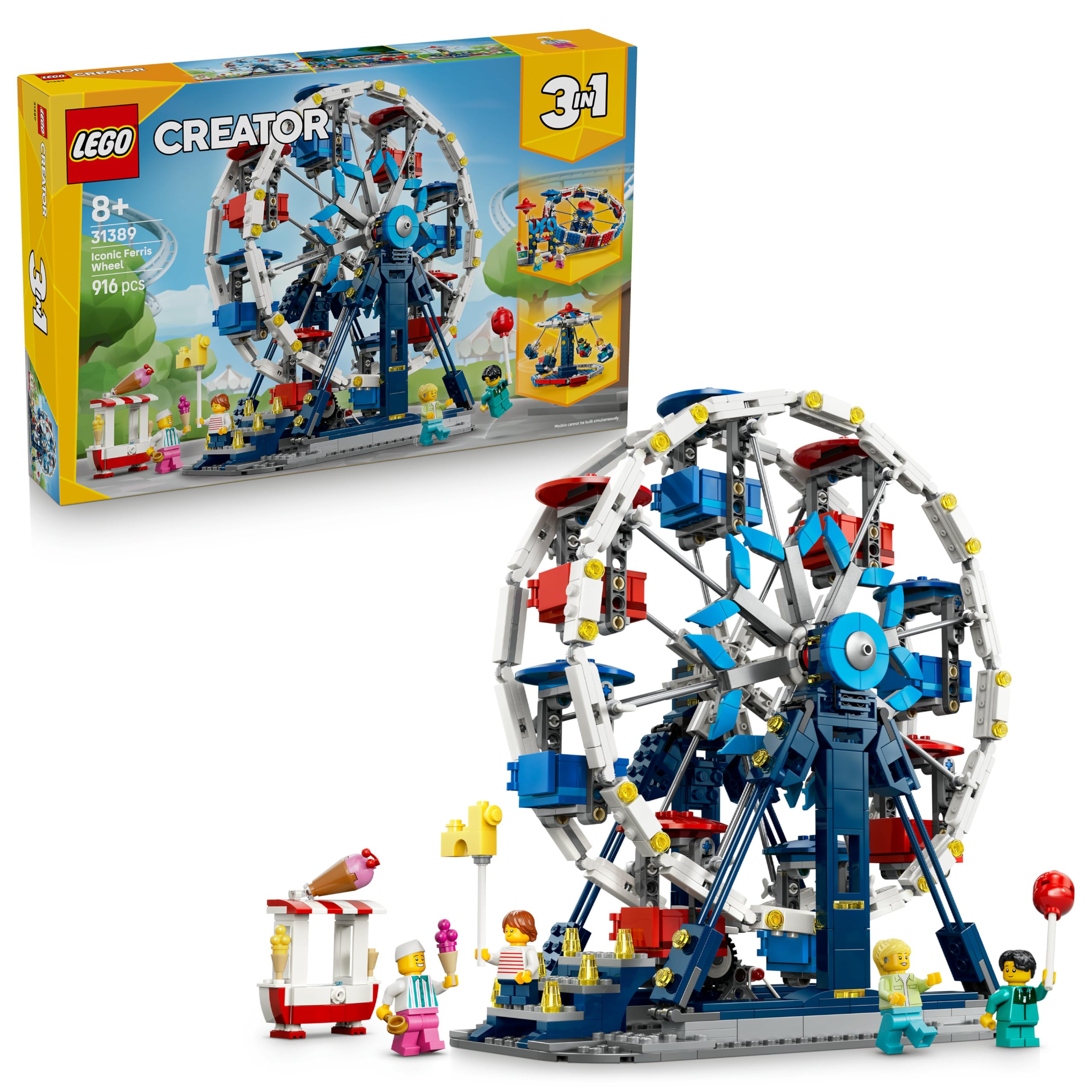 LEGO Creator 3 in 1 Iconica Ruota Panoramica - Parco Giochi Trasformabile in Attrazione a Forma di UFO o in Giostra - Decorazione Cameretta - Regalo per Bambini e Bambine da 8 Anni in su - 31389