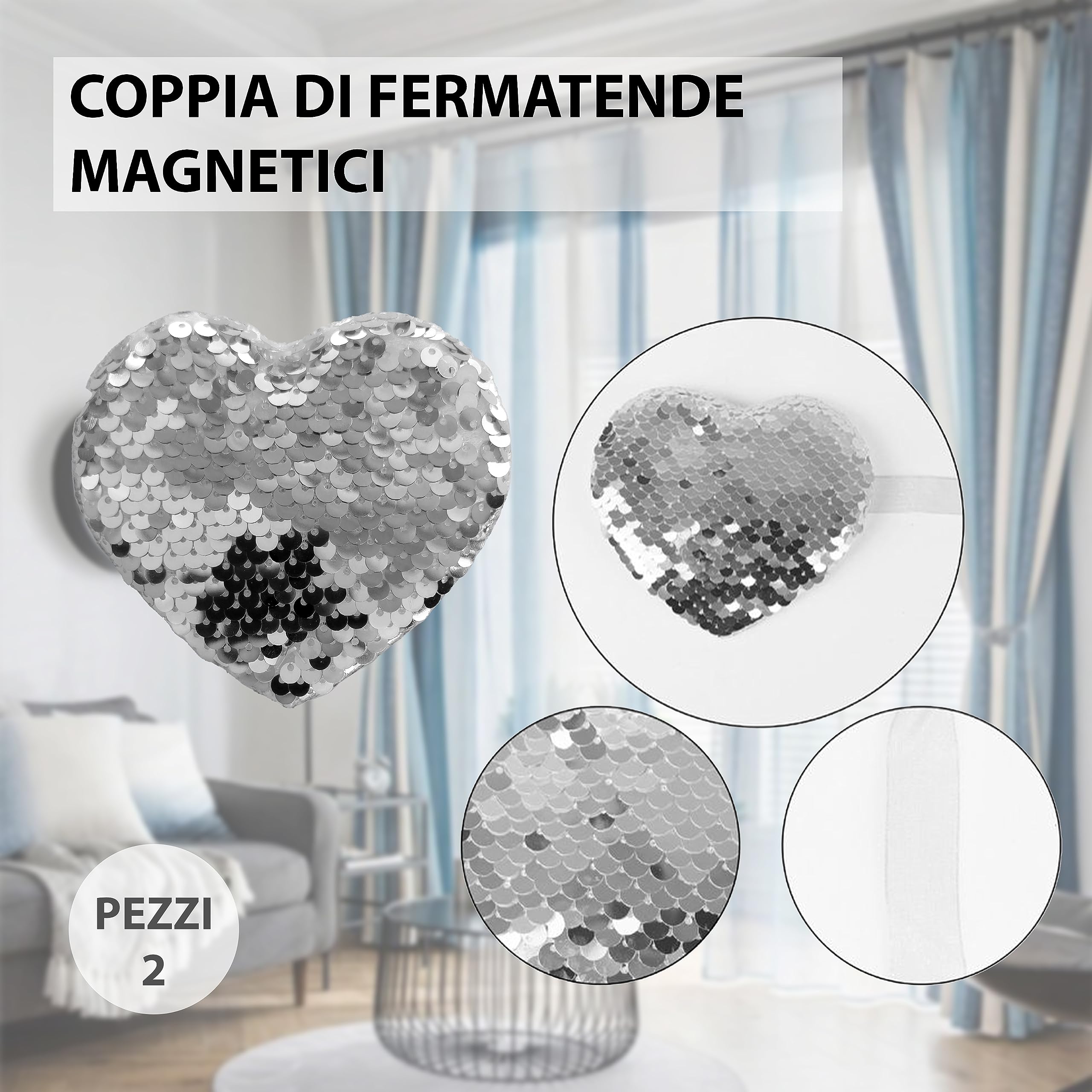 12 Paia Fermatende Magnetici In Lega - Calamite Robuste Per Tende, Camera, Cucina - Foto 2
