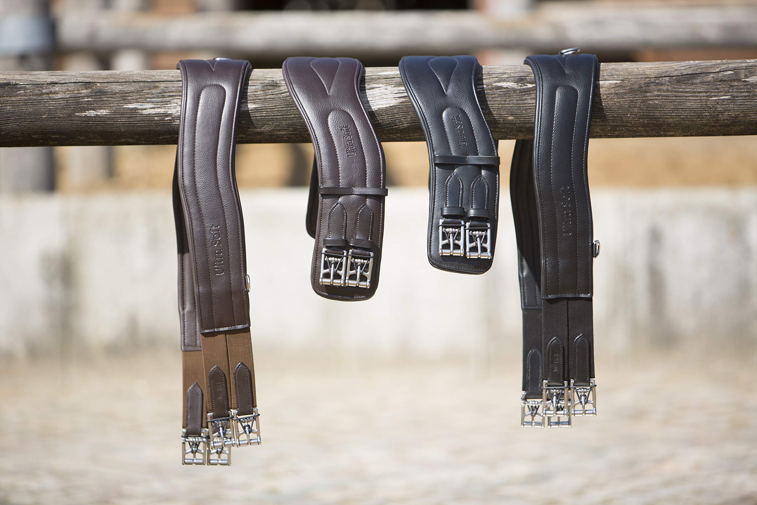 Kieffer Leder-Sattelgurt Ultrasoft schwarz Kurzgurt anatomisch geformt Rollschnalle Elastomerband