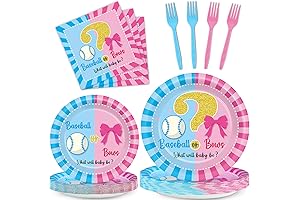Baseball Gender Reveal Decorations: 96-Piece Tableware Set for Unveiling the Exciting News