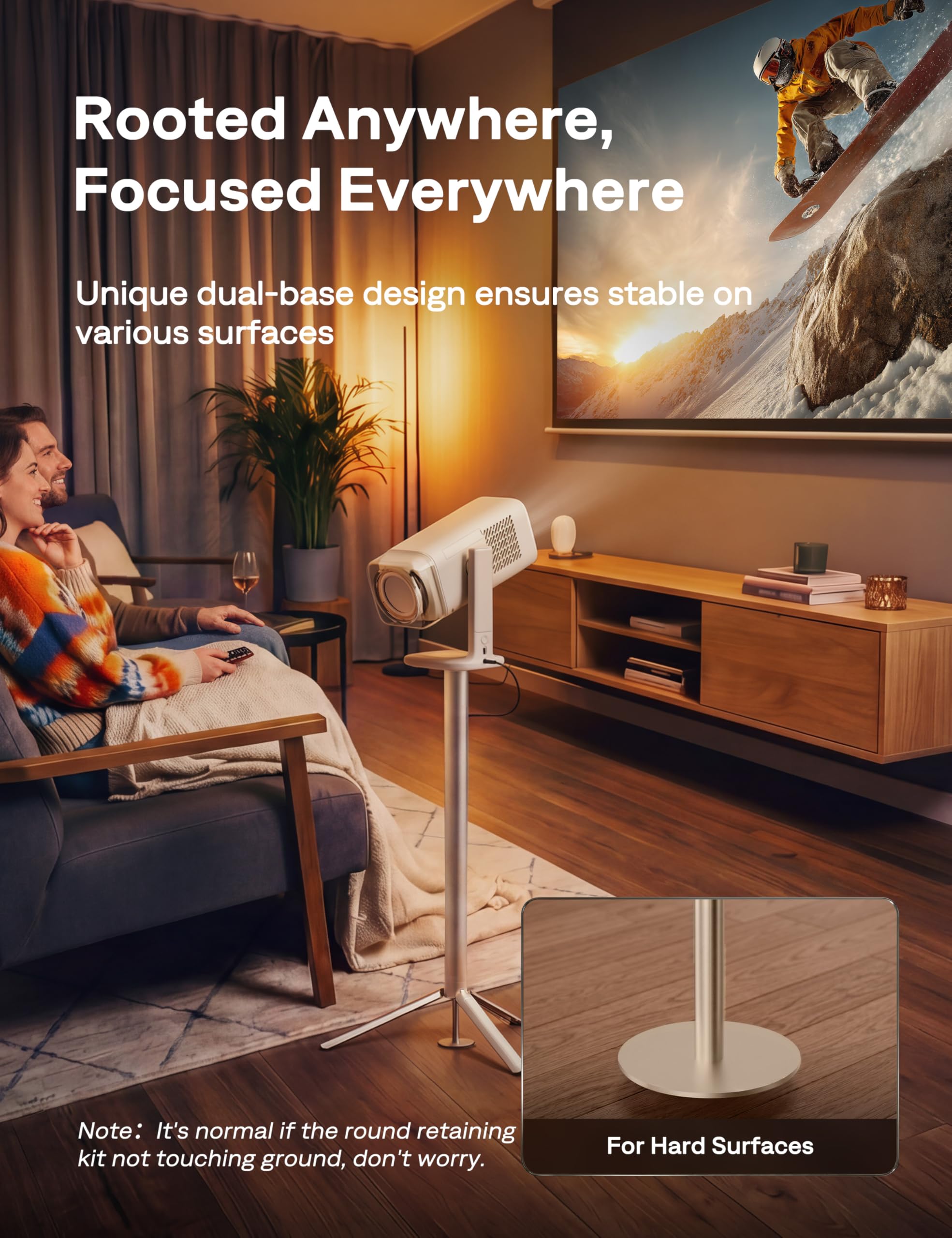 Aurzen PowerBase-Ständer für Boom Air/D1 air Projektoren, 2-in-1-Powerbank mit 25000 mAh Akku, 2 Stunden Wiedergabezeit, flexibel und tragbar für Outdoor-Kino, Heimkino, Reisen usw.
