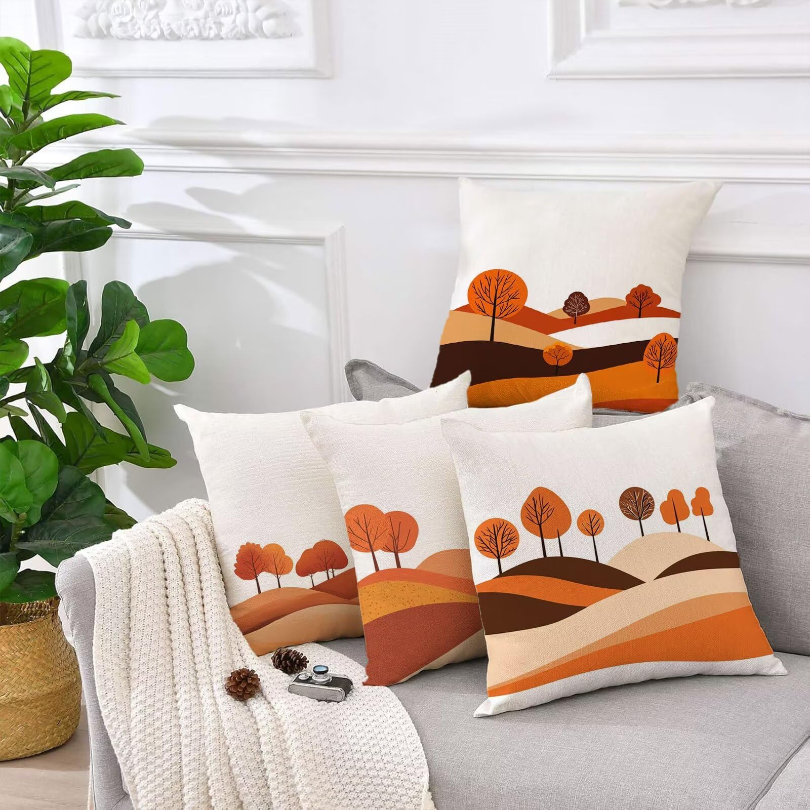 Outdoor Kissen Braun Kissenbezug 60x60 cm 4er Set Balkon Dekokissen Wüste Outdoor Kissenhülle Wasserdichte Samt Doppelseitiger Gedruckte Sofakissen Garten Balkon Zierpolster OutdoorDeko, Gifts z-407