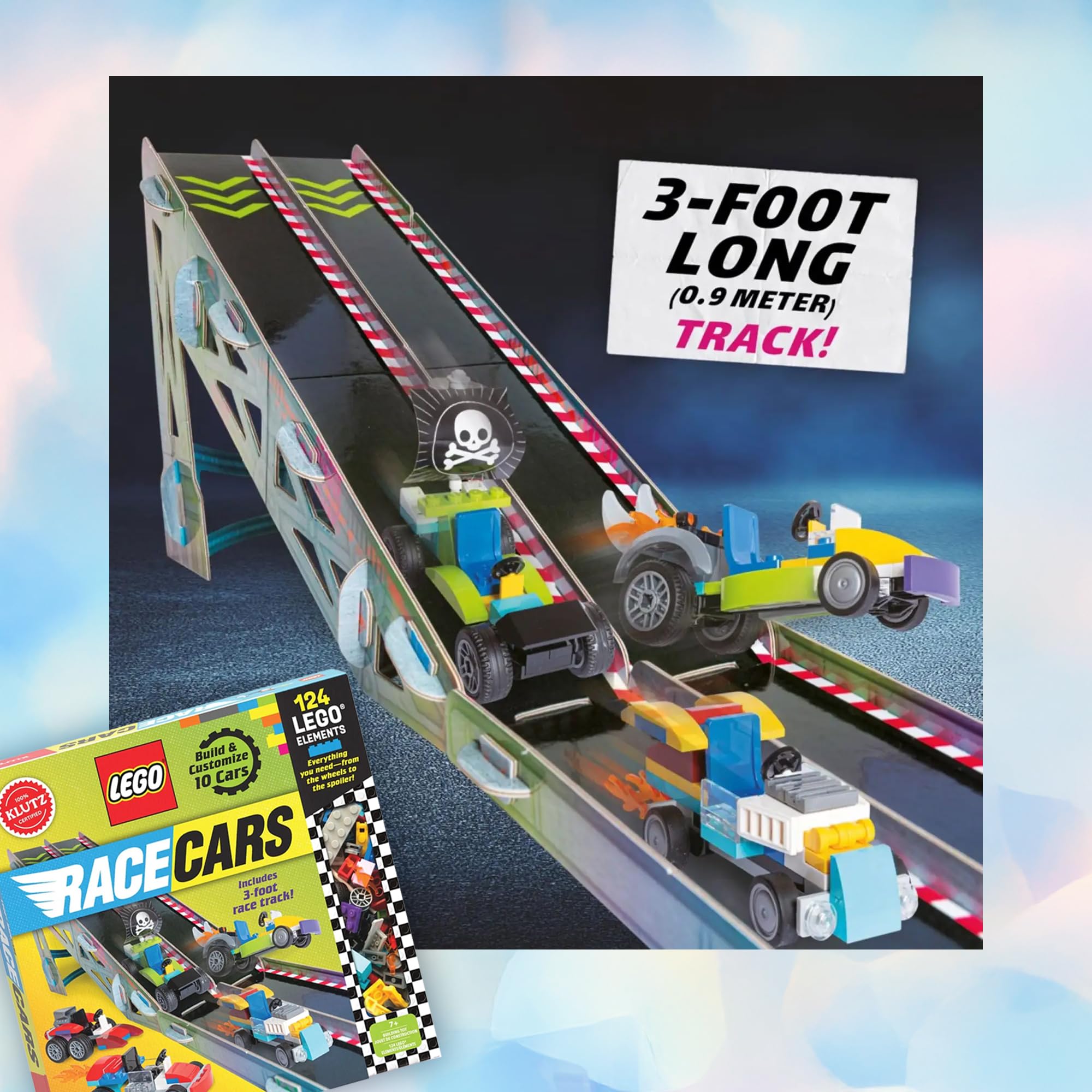 Klutz Lego Race Cars Building Kit with 3-Foot Track and Invisible Ink Activity Book, 124 Elements, Ages 8+