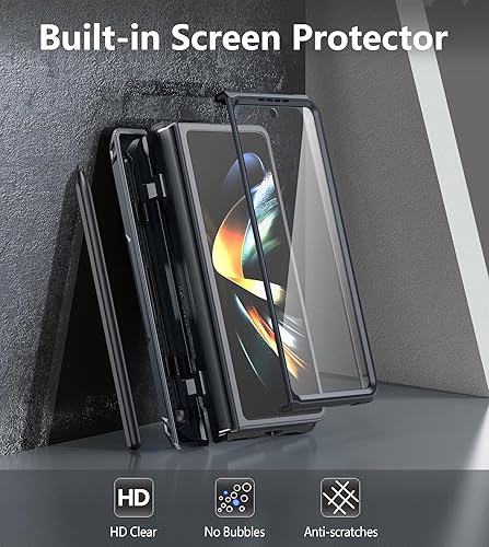 Miniatura 8 de Funda para Samsung Galaxy Z-Fold-4 protección de bisagra de grado militar, soporte para S-Pen resistente a prueba de golpes 360 Funda protectora de
