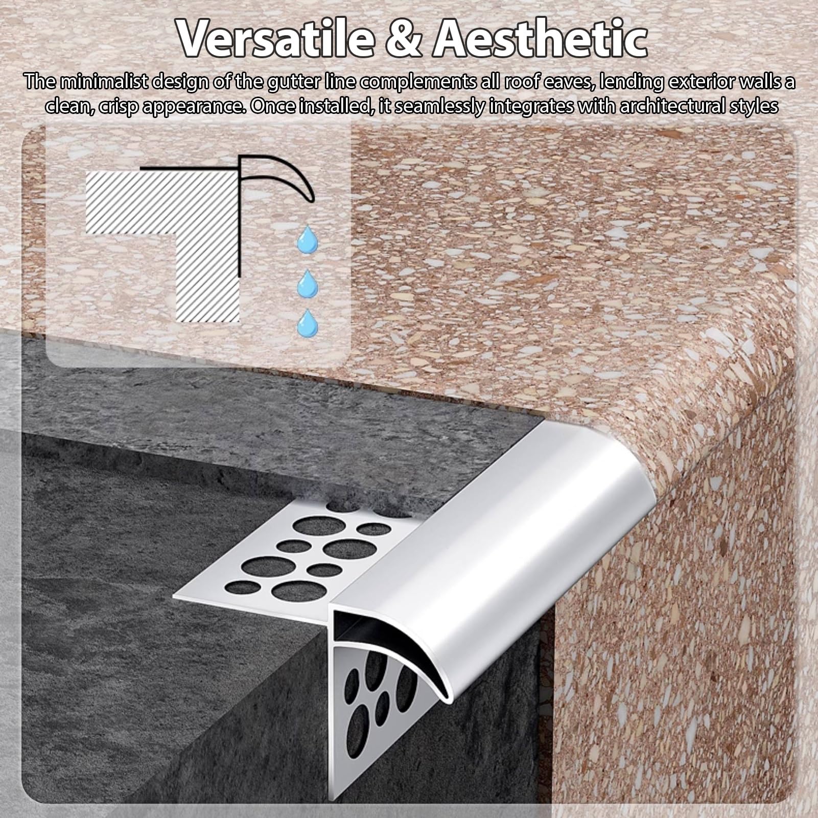 Borde de Goteo Protección Contra Goteos de Lluvia para Techos, Resistente a Rayones, Resistente a La Intemperie, Previene el Reflujo de Agua de Lluvia, Protección(4.0m/13.1ft)