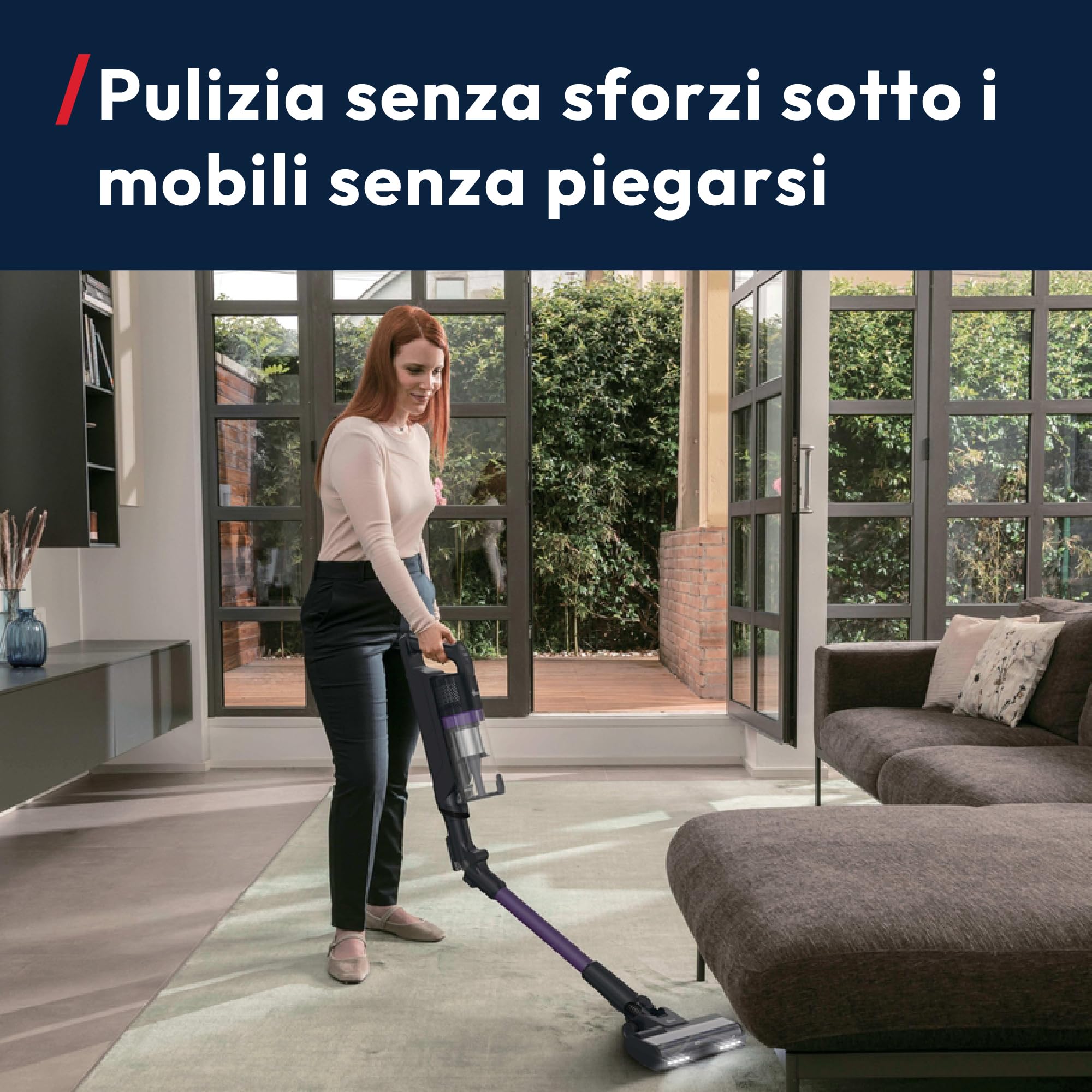 Hoover HF1 CORE Scopa Elettrica Senza Fili, spazzola multi-superficie con Tecnologia Anti-Twist, 3 modalità di potenza, Autonomia 50 Minuti, QuickPark, luci LED, 200W [XEUF1CHX]