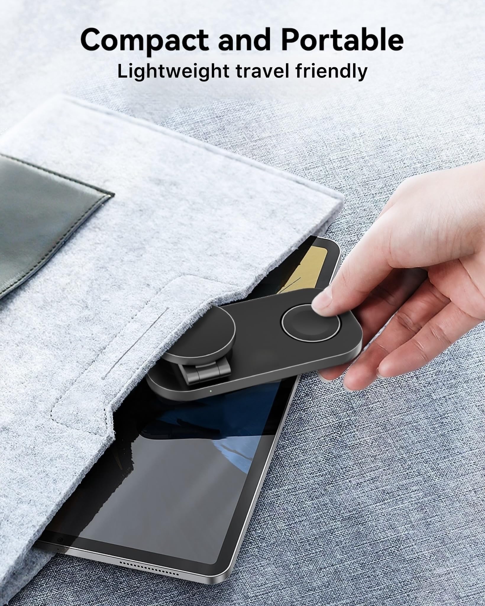 3 in 1 Wireless Charging Station - Foldable Wireless For iPhone, Apple Watch And AirPods | Travel-Ready iPhone Magsafe Charger Stand | Compact Fast Charge Stand | Adapter Included (Black) — view 5