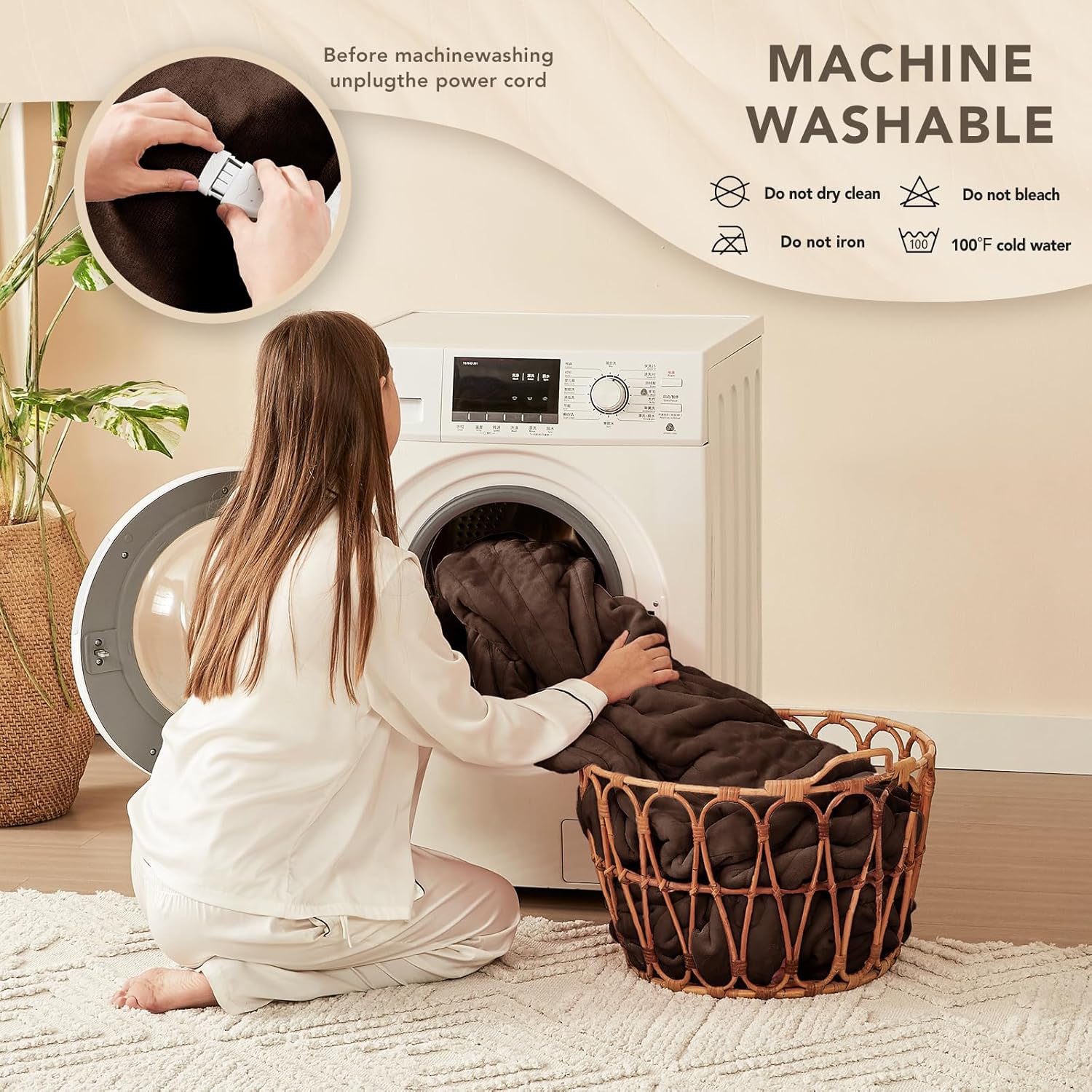 Homemate Heated Blanket Electric Throw - 50"x60" Heating Blanket Throw 1/2/4/6/8 Hours Auto-Off 10 Heat Level Over-Heat Protection Flannel Sherpa ETL Certification - Image 7