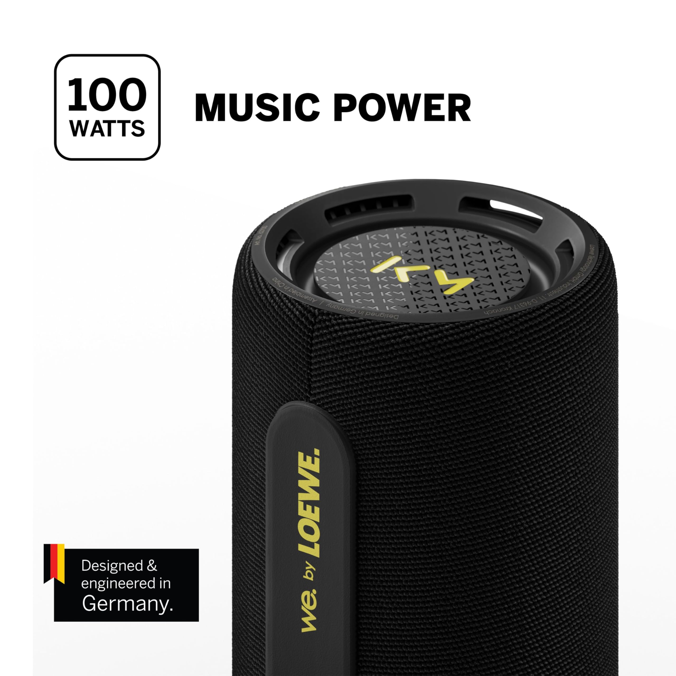 LOEWE We. Hear Pro Negro, Altavoz Bluetooth, colaboración con Kylian Mbappé, 100 W, Resistente al Agua IPX6, portátil, batería 24h, powerbank, 100W