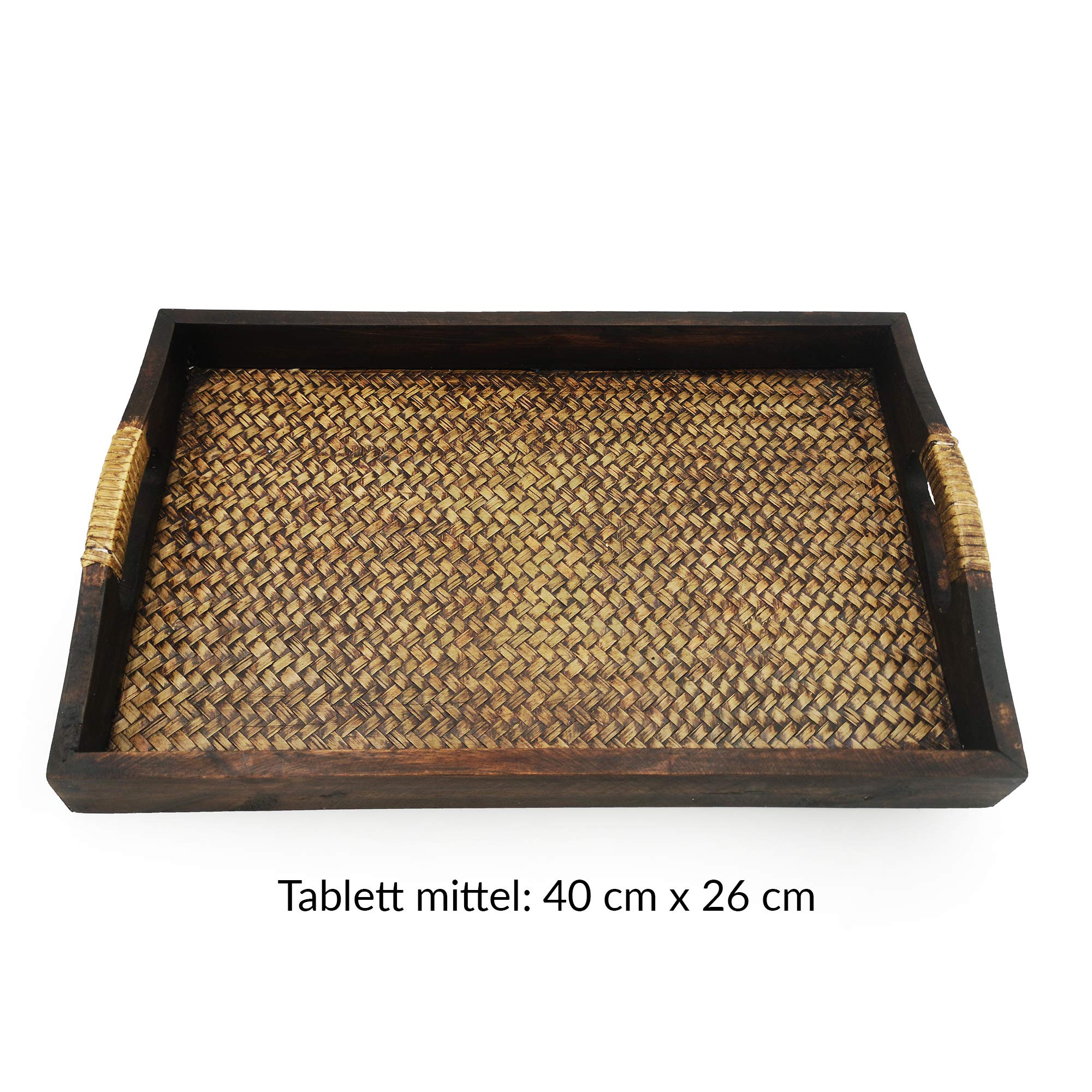 KITAMA Thai Rattan - Set di 3 vassoi in legno di bambù