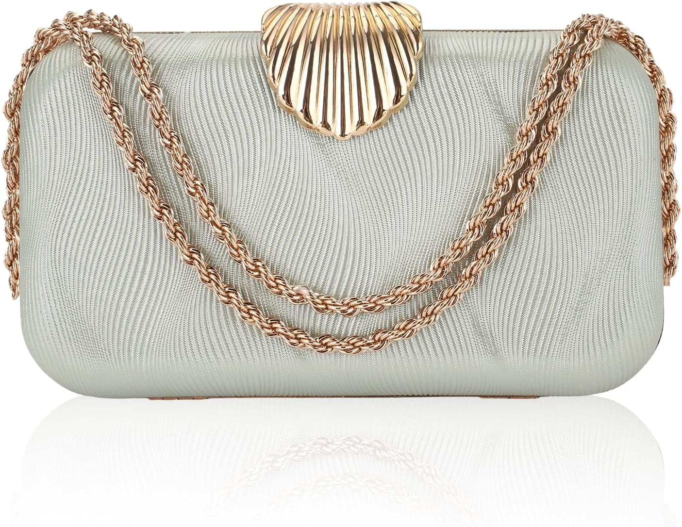 YYW Women Shiny PU Leather Clutch Purse Grain Evening Bag, Shoulder Handbag for Weddings,Proms, and Parties