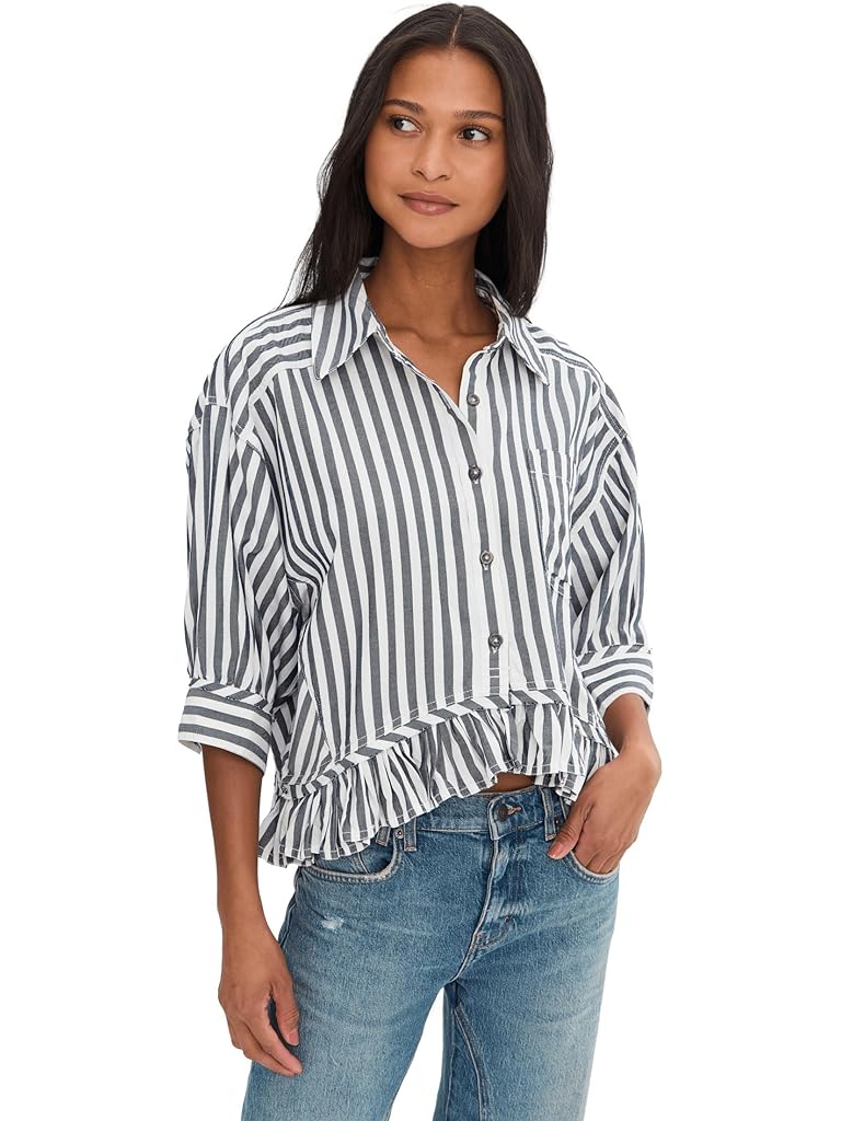 White Free People We The Free Bailey Stripe Shirt