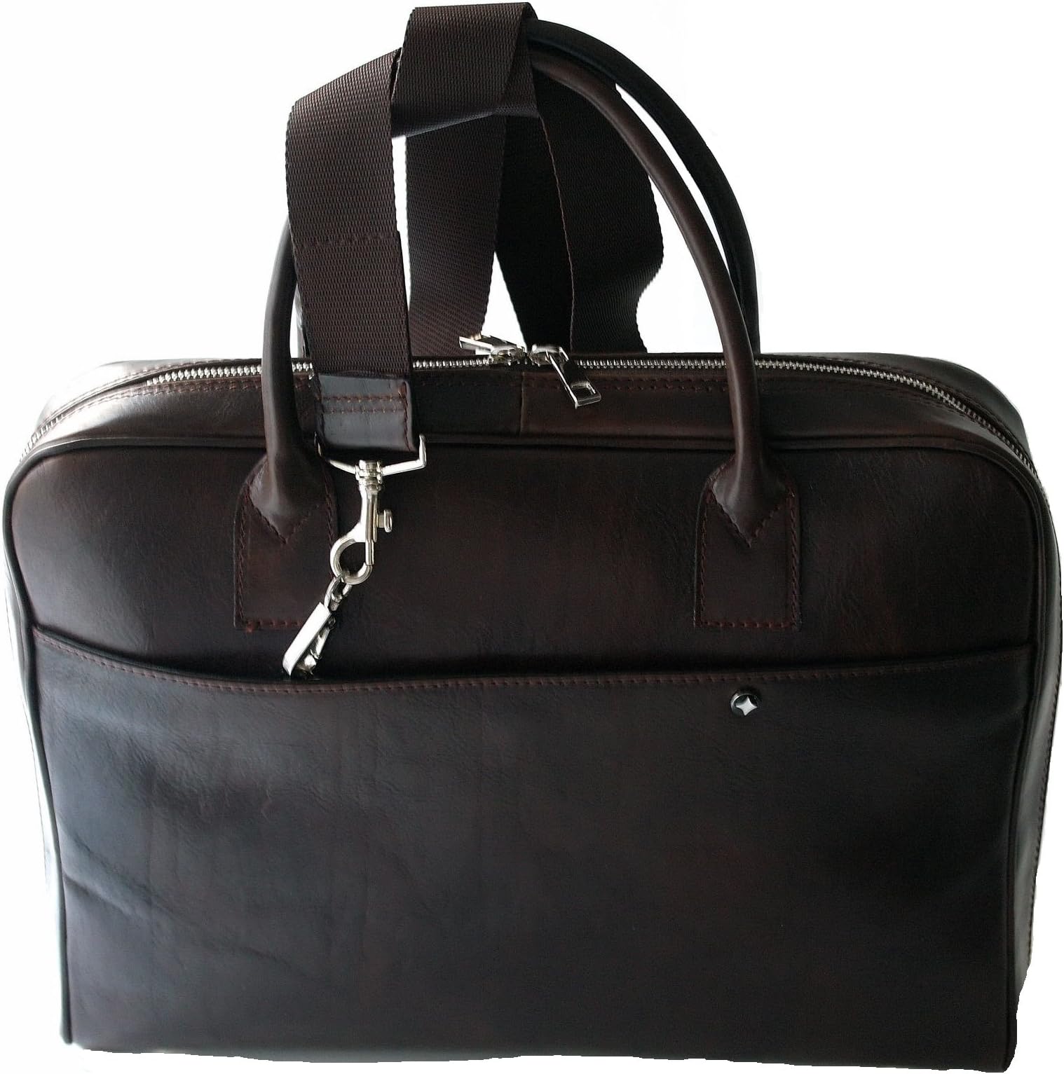 Laptop Business Bag and SMARTPHONE CLUTCH (embedded). Best quality leather. Made in Italy. Unisex in Brown color.