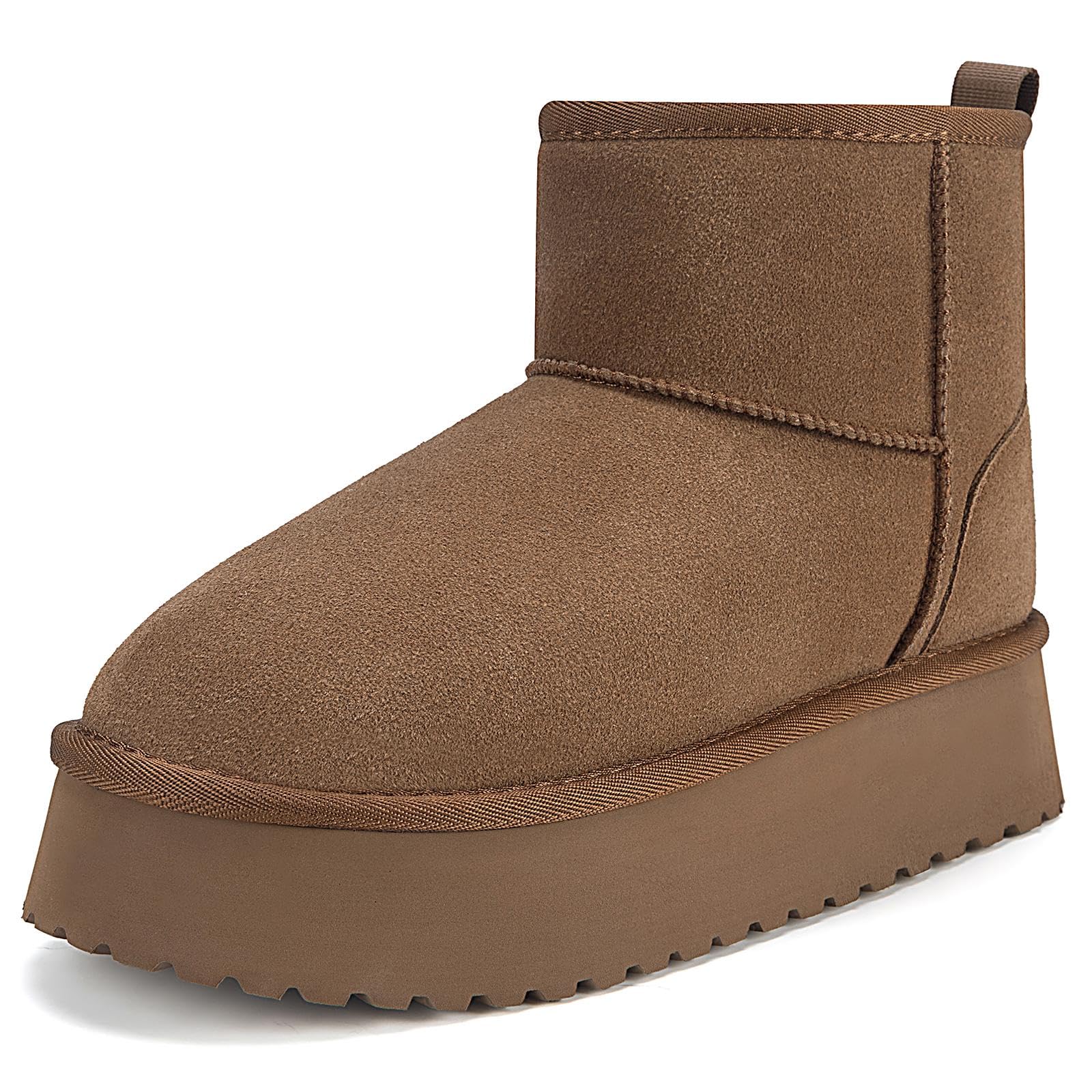Mishansha Platform Mini Boots for Women Warm Fleece Lined Suede Snow Boots Non-Slip Ankle Winter Booties for Cold