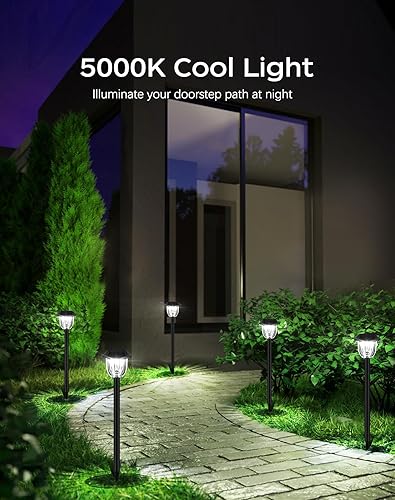 Miniatura 6 de WIHTU Paquete de 6 luces solares para exteriores, luces de camino de jardín, impermeables, luces brillantes para decoración de patio, iluminación
