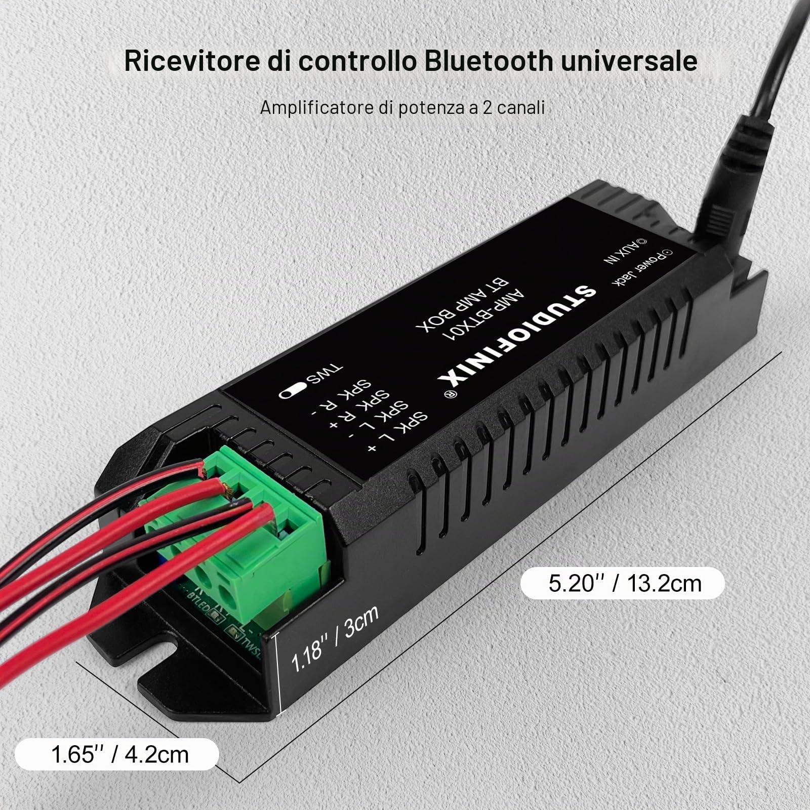 STUODIOFINIX 2 canali Mini Amplificatore 5.1 Bluetooth per altoparlanti passivi con TWS, AUX, parte di ricambio, adatto per altoparlanti a parete/soffitto/marino/libreria