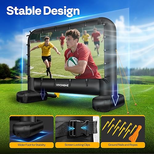 Miniatura 4 de VIVOHOME Pantalla de proyector inflable de 16 pies para exterior, pantalla de cine inflable para uso al aire libre, pantalla de TV Mega grande con