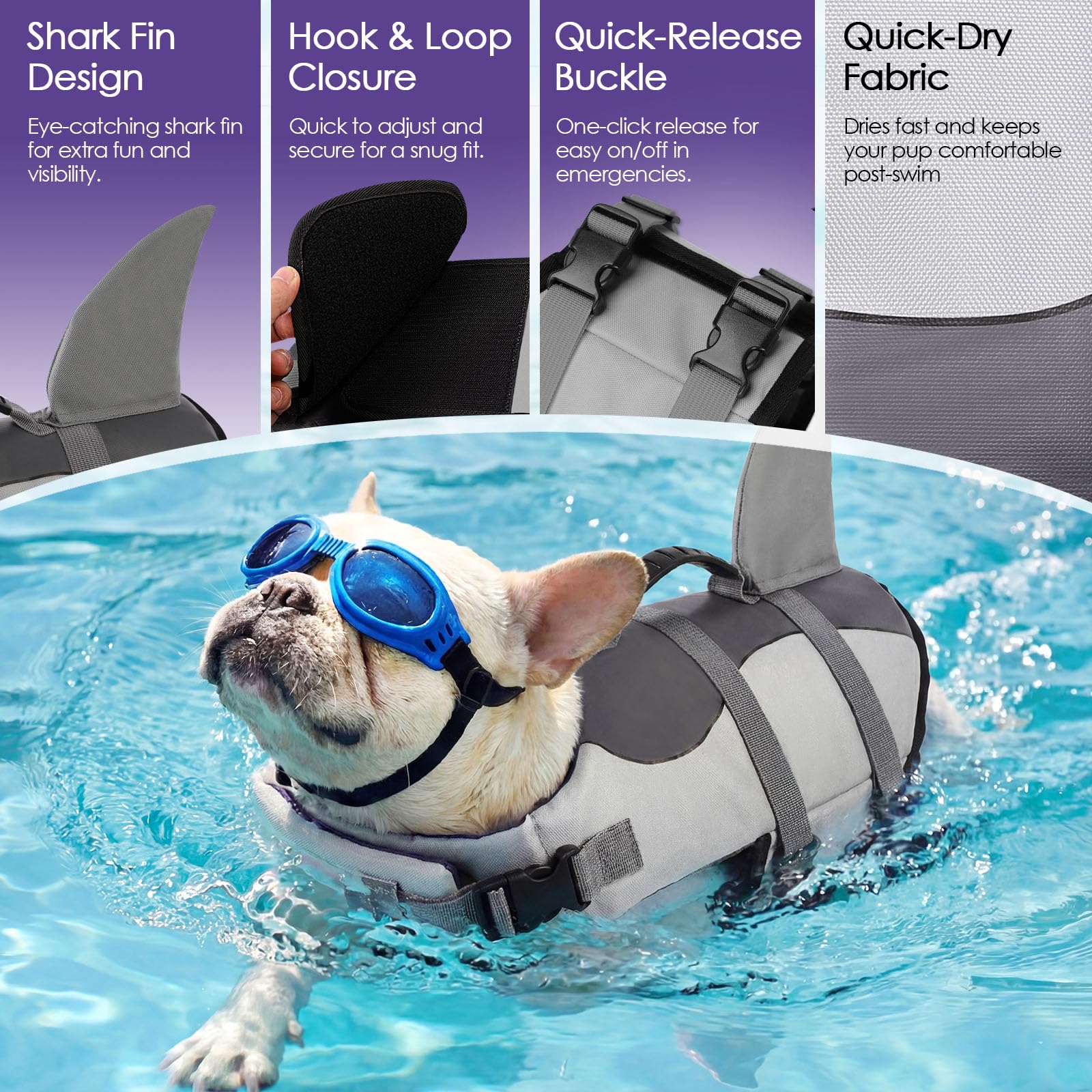 Gilet de Sauvetage pour Chien - Ripstop - Gilet de Sauvetage pour Chiens de Petite, Moyenne et Grande Taille - Sauveteur de Vie - Maillot de Bain pour la sécurité dans la Piscine, la Plage, Le Bateau