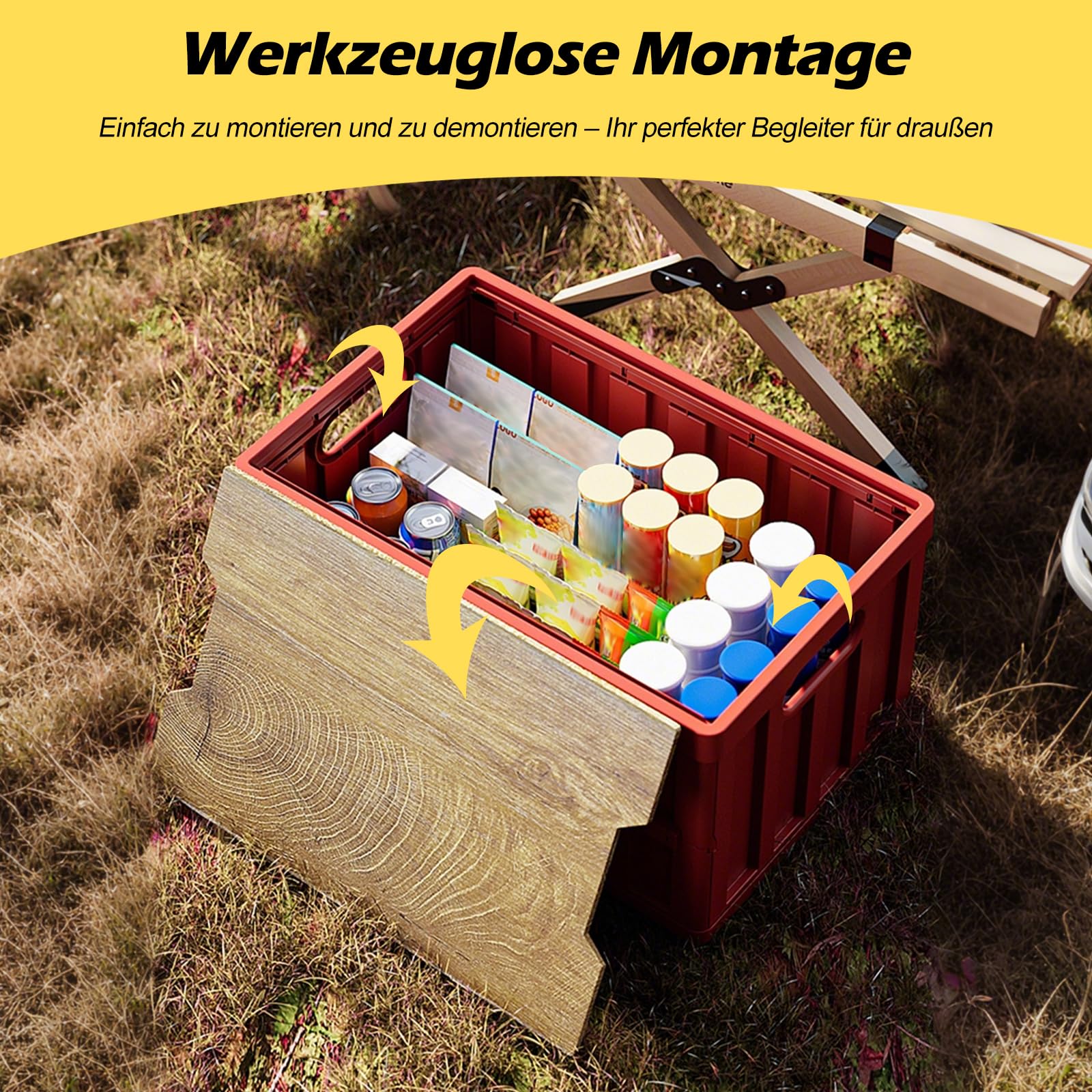 Ergocar Outdoor-Klappbox Stapelbare Robuste Und Praktische Box Mit Deckel 50 l Fassungsvermögen Kunststoff-Aufbewahrungsbehälter Geeignet Für Angelausflüge, Wohnmobile Camping Schlafzimmer
