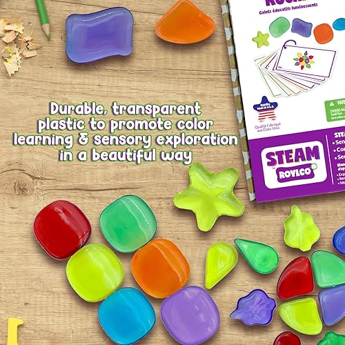 Miniatura 3 de STEAM by Roylco Light Learning Rocks - 6 recursos de aprendizaje de colores para niños - Colección Nature for Learning