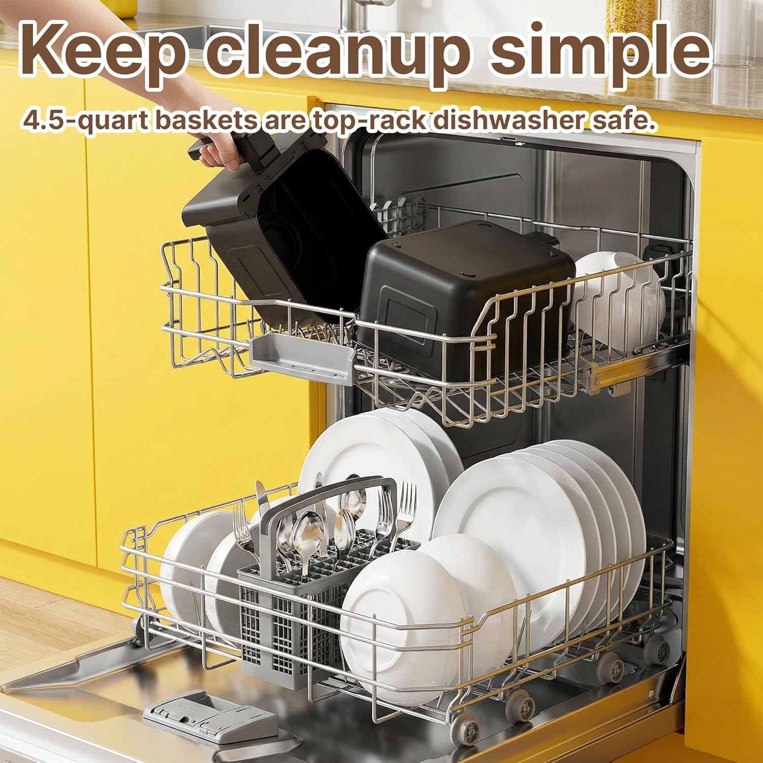 Dual Air Fryer with 2 Independent Baskets, 9QT (2x4.5QT) 2200W Double Air Fryer for Family, Sync & Match Cooking