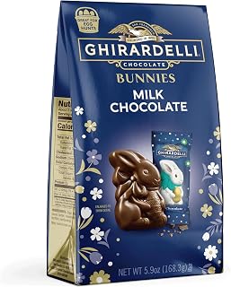 Milk Chocolate Bunnies, 5.9 oz Bag Premium Solid Milk Chocolate Easter Candy Individually Wrapped