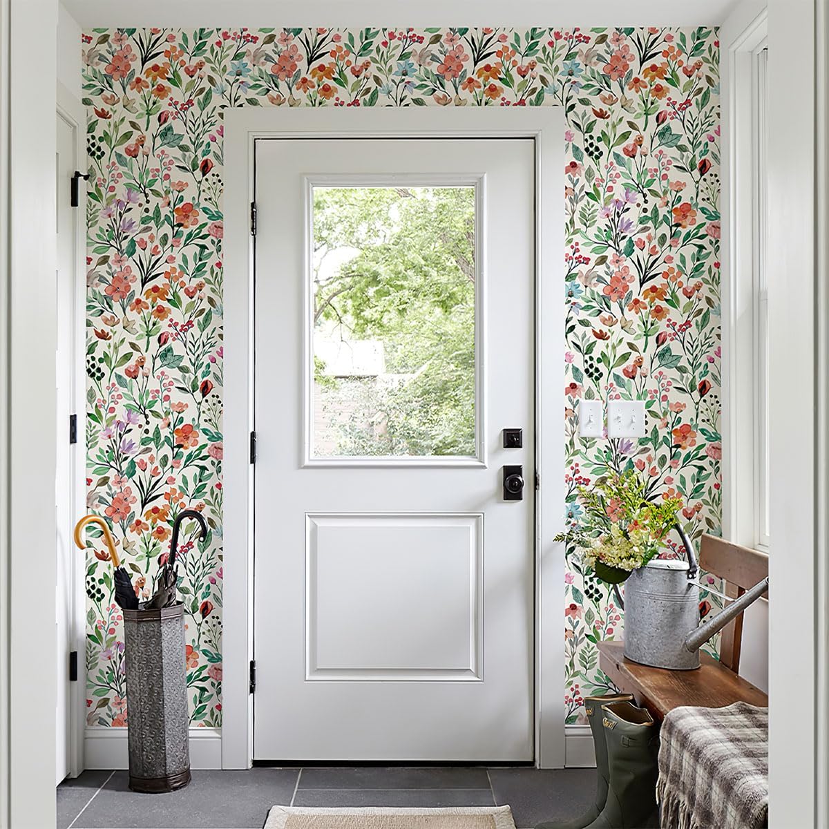 GaliGali Watercolor Floral Shelf Liner Self-Adhesive, Removable 17.3"x78.7"