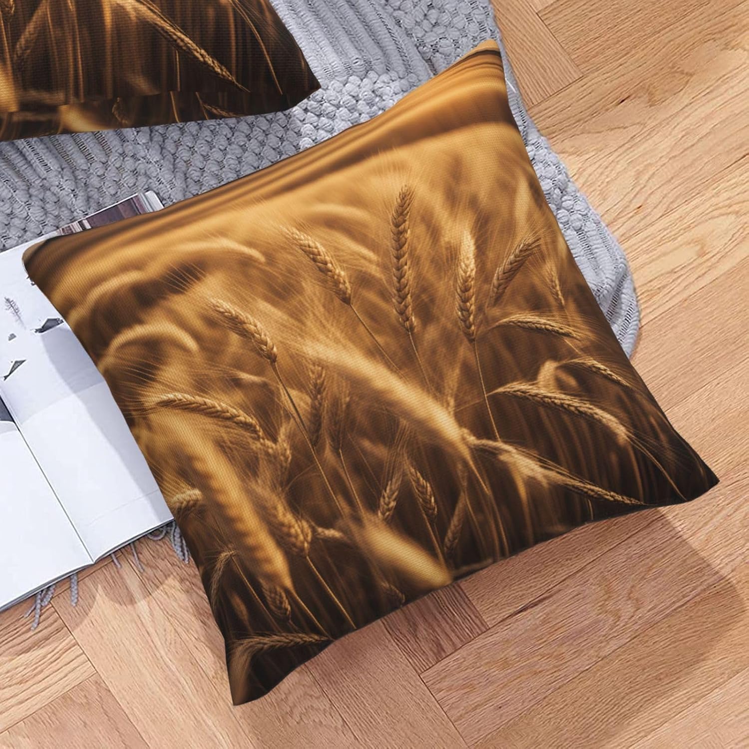 Wheat Field Imitation Linen Pillowcase -2 Sets, Fashionable Home Decoration, Used for Sofas, Gardens, beds