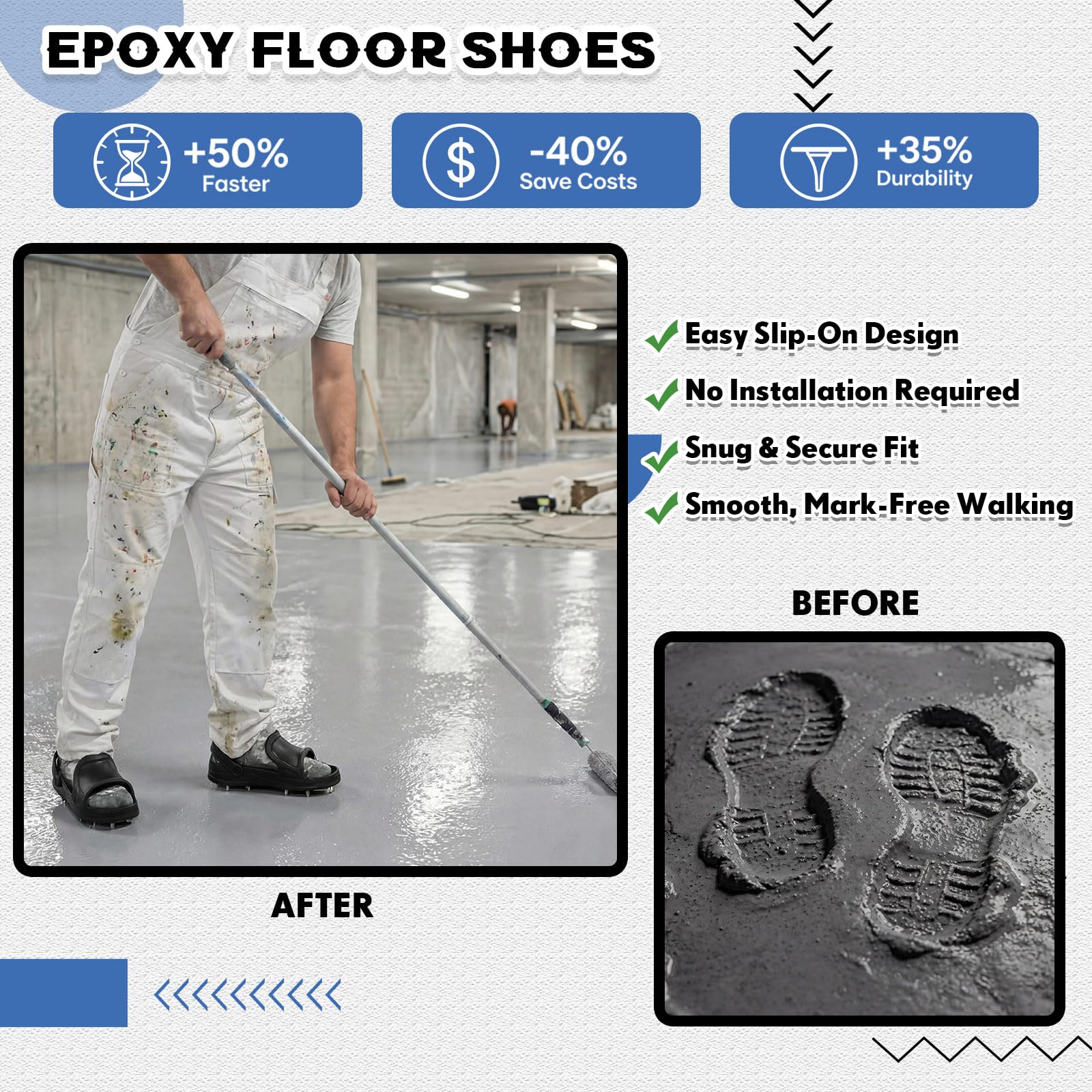 Zapatos de estilo afilado con pinchos para revestimiento de suelos epoxi con talón, picos reemplazables, diseño sin cordones, grandes, para caminar de forma segura sobre compuestos de