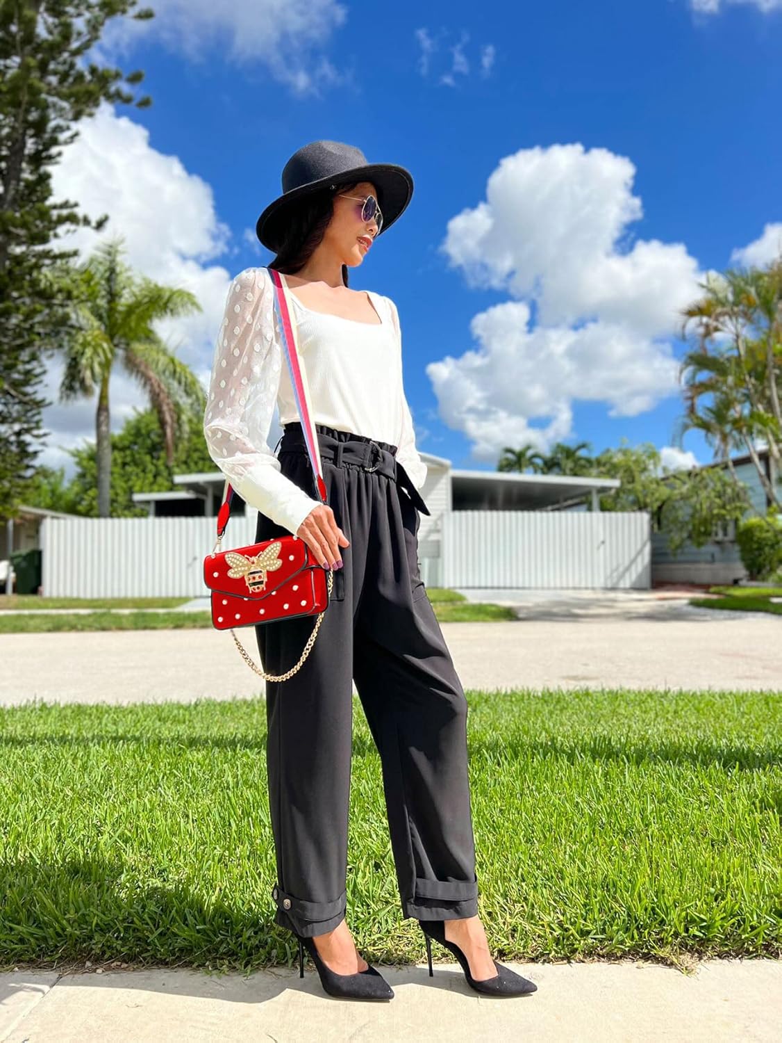 Beatfull Designer Bee Purse Fashion Crossbody Bags with Pearl for Women Pu Leather Shoulder Clutch Handbags - Image 2