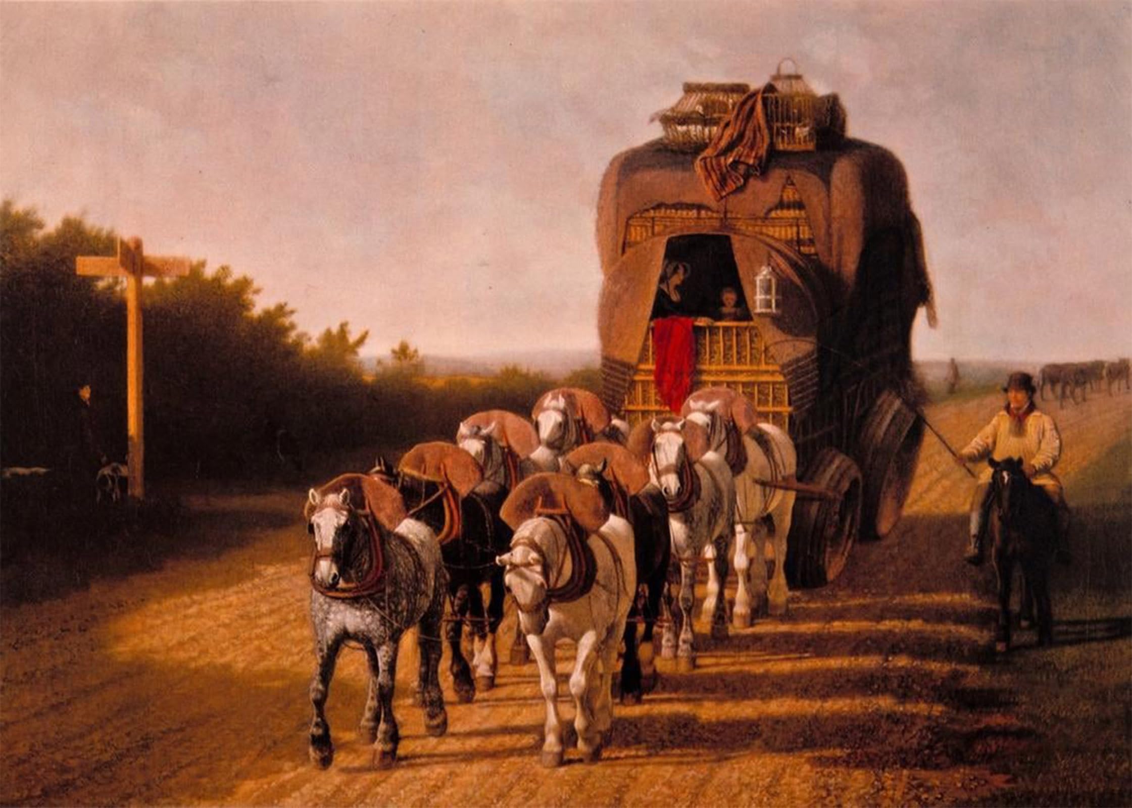 ARTXLXXBN Famous Prints Artwork Pictures Poster Painting Art the Parcel Post From Ludlow by Jacques Laurent Agasse Artwork Landscape Pictures for Home Decor 60x90cm