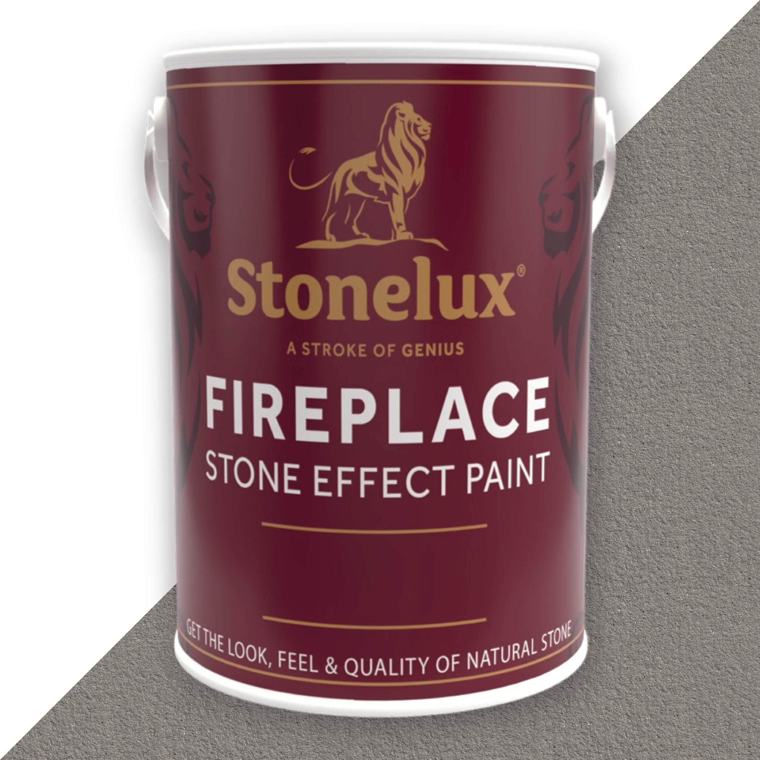 StoneLux® Fireplace Paint – Stone Effect Heat Resistant Paint for Fire Surrounds, Hearths and Inglenooks GREY 50 5 Litre