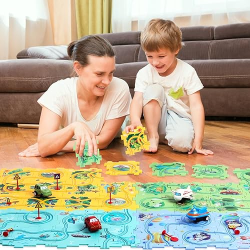 Miniatura 9 de Puzzle Racer - Juego de pistas de coche para niños de 3 a 8 años de edad (100 piezas, 4 estilos)