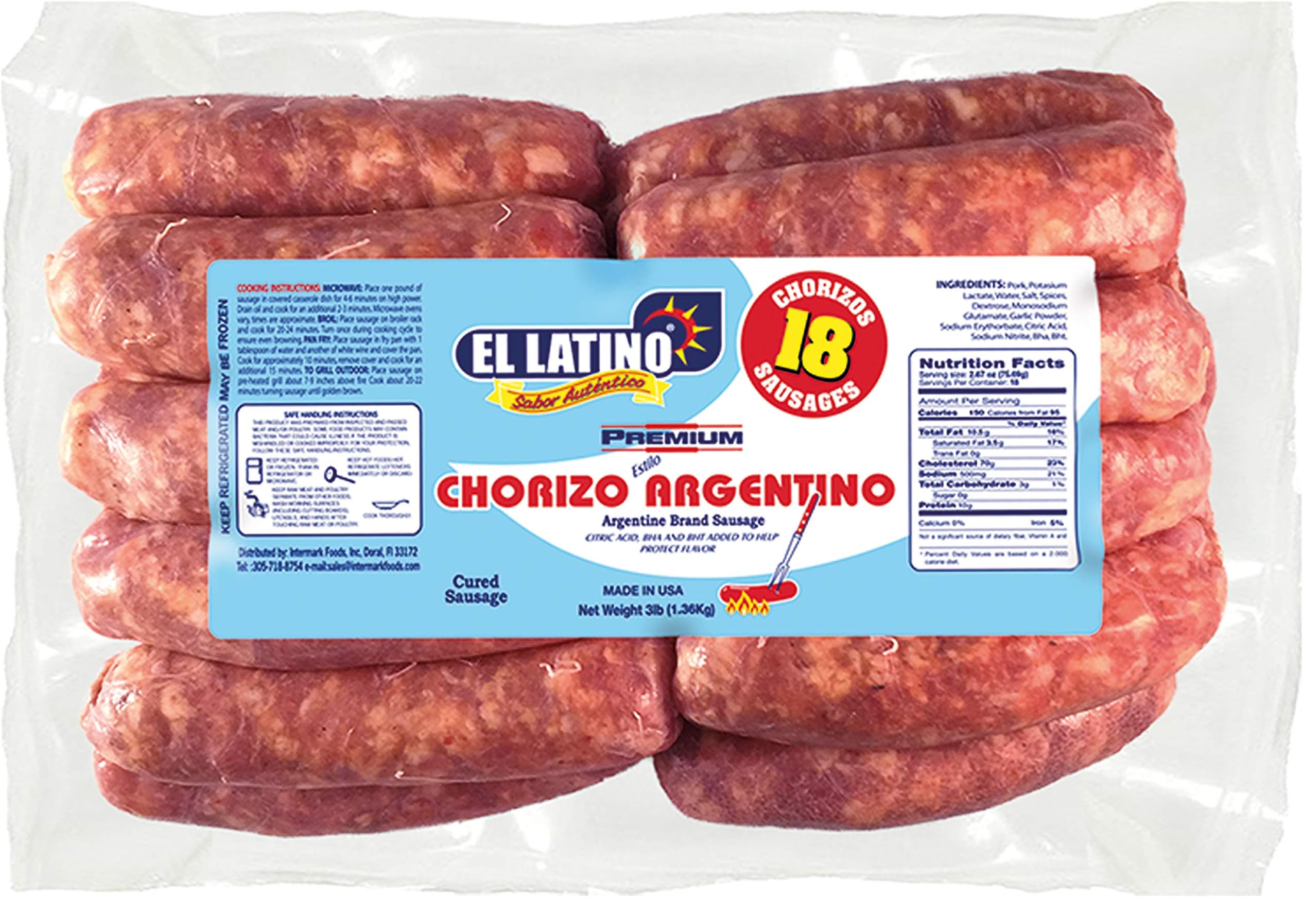 El Latino fresh Argentine sausage family size 3lb