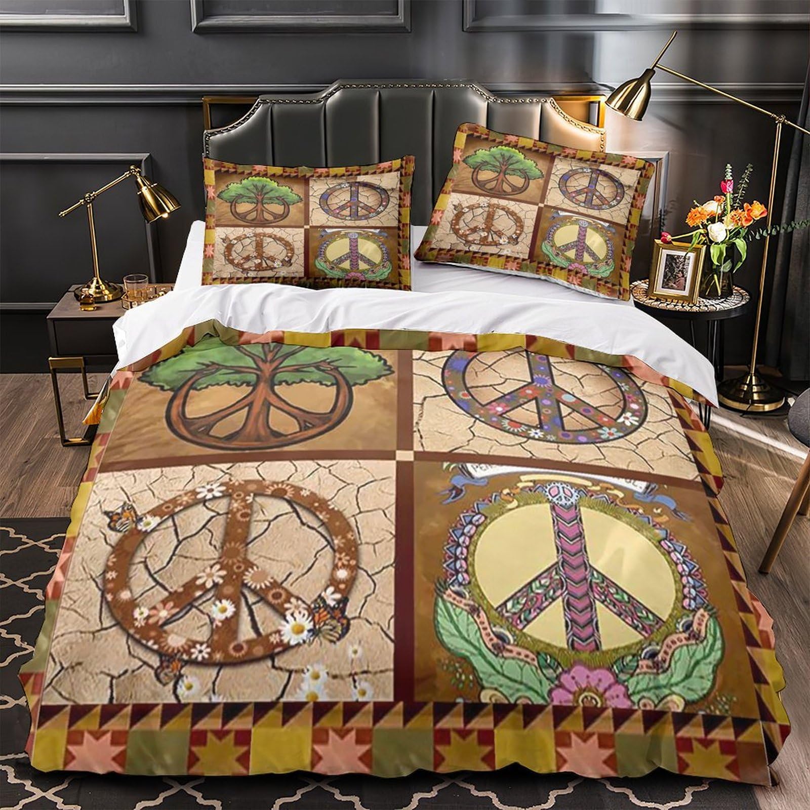 Parure de lit design artistique pour chambre de couple amoureux en 135x200