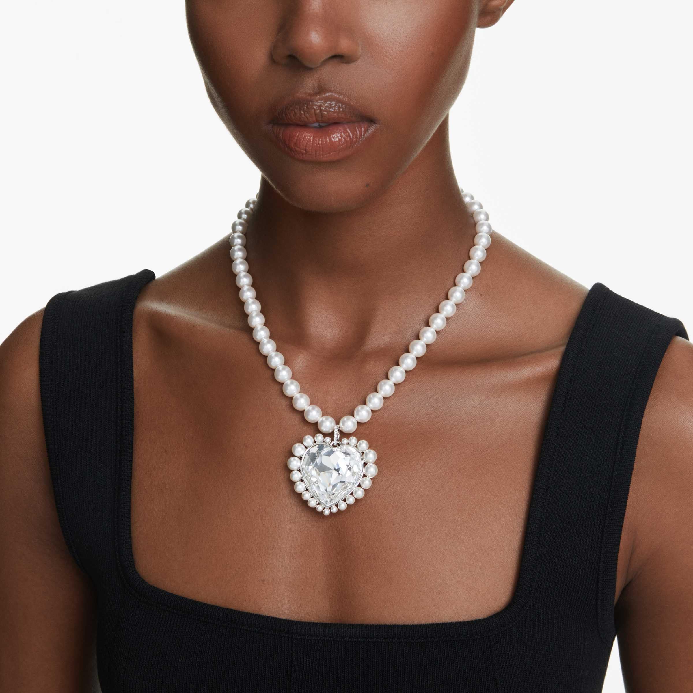Swarovski Ariana Grande Crystal and Pearl Necklace in Rhodium Finish - Part of the Ariana Grande x Capsule Collection