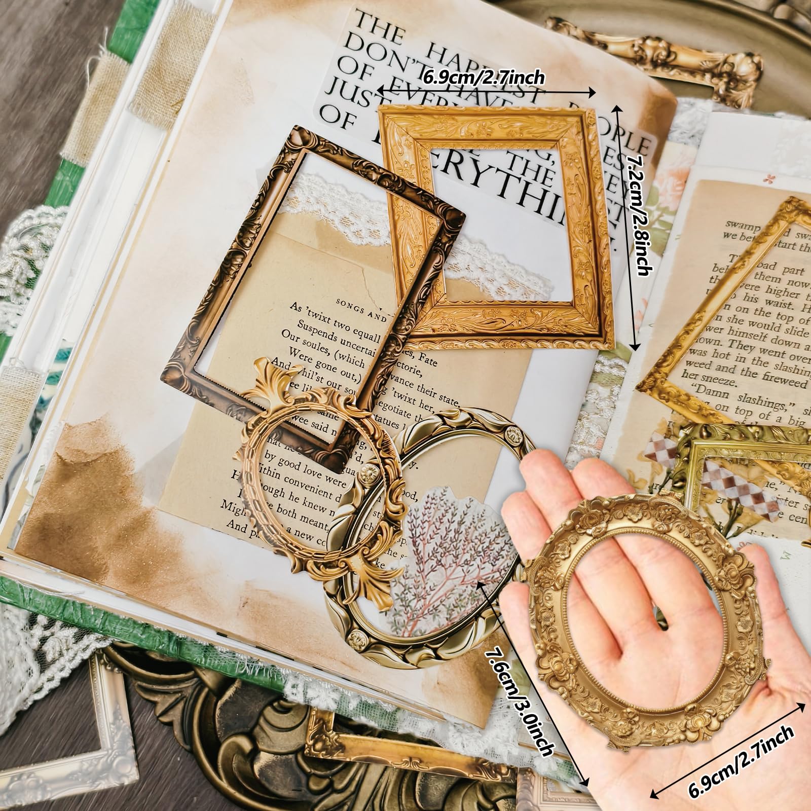 Bomichi Vintage Frame Decorative Stickers, 200 Pcs Scrapbooking Supplies for Bullet Journals, Planners, Letter, Card Album Making, Collage Art, Crafts, Water Bottle - Image 4