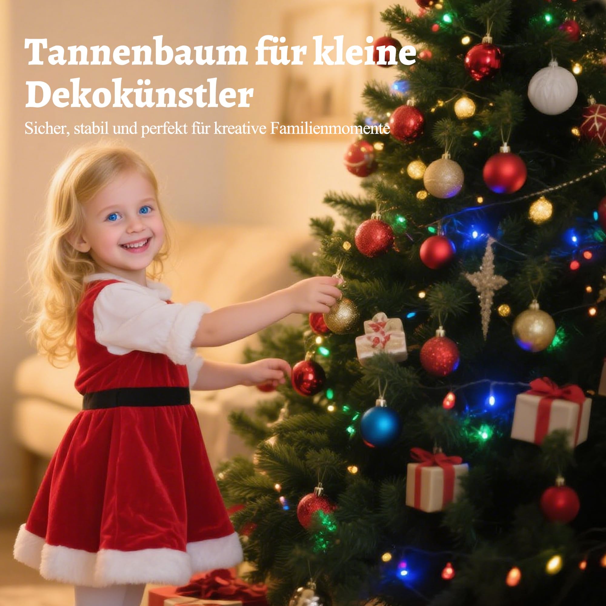 Künstlicher Weihnachtsbaum 180 cm – Dicht & Naturgetreu wie Nordmanntanne – Grüner PVC Christbaum mit stabilem Metallständer & Klappsystem – Kunst Weihnachtsbaum für Innenbereich