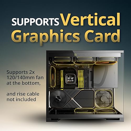 Miniatura 8 de Geometric Future Torre media de vidrio templado M5, caja para juegos E-ATXATX, acero de 0.047 in, tipo C, paneles sin herramientas, soporte 420360