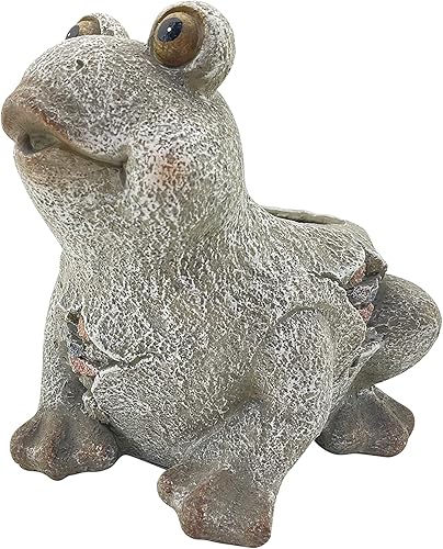 Red Carpet Studios Caja de 4 macetas de jardín de resina de piedra para interiores y exteriores, mini, rana